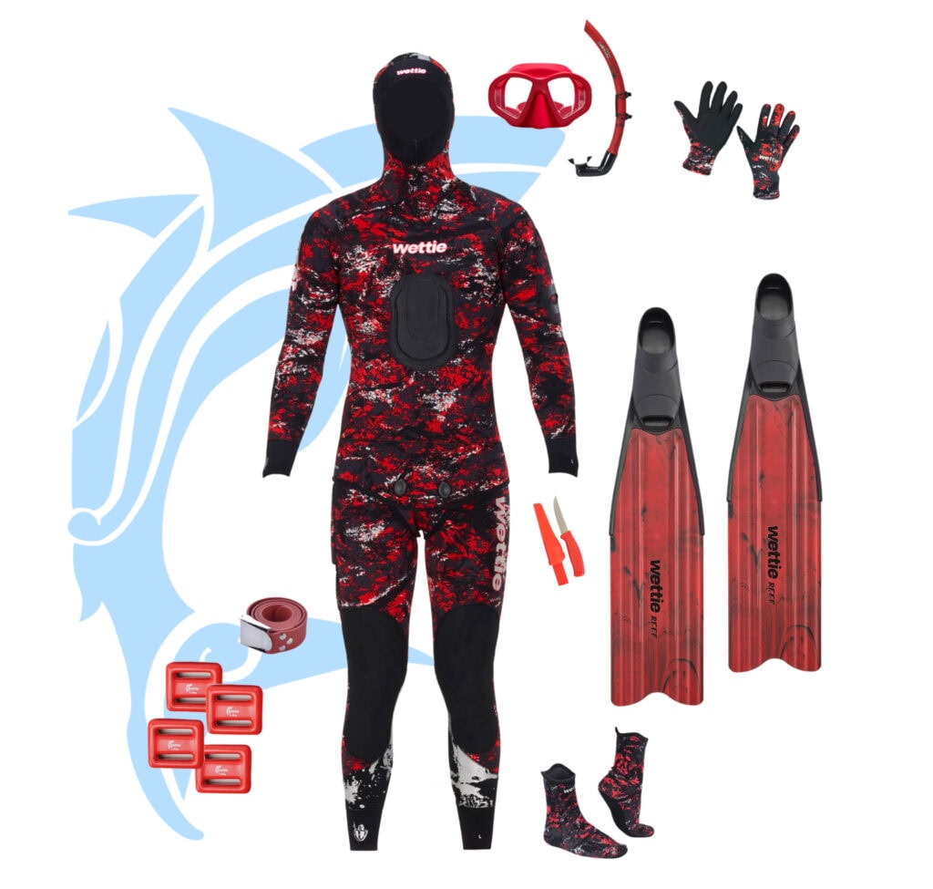 red camo diving kit
