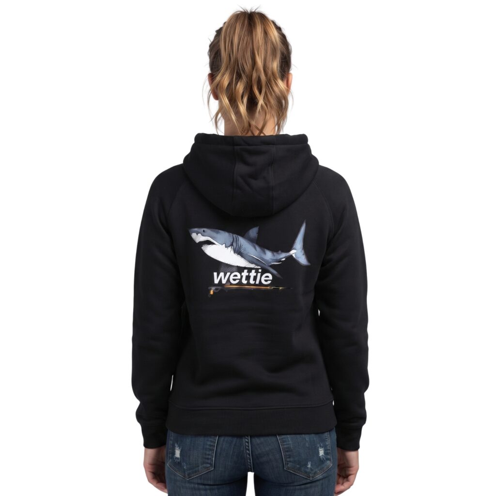 Great white hoodie woman
